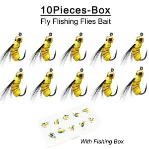 10Pcs/Box Artificia Fly Fishing Flies Humpy Fly Lure for Fishing Bass/Trout Dry Flies Artificial Bait