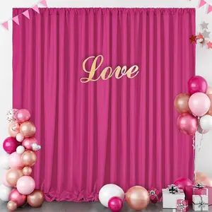 10 ft x 10 ft Wrinkle Free Hot Pink Backdrop Curtains for Parties Polyester Fuchsia Photo Backdrop Drapes for Wedding Birthday Party Photobooth Props 5ft x 10ft 2 Panels High Quality Polyester Fabric Easy Cleaning Decor