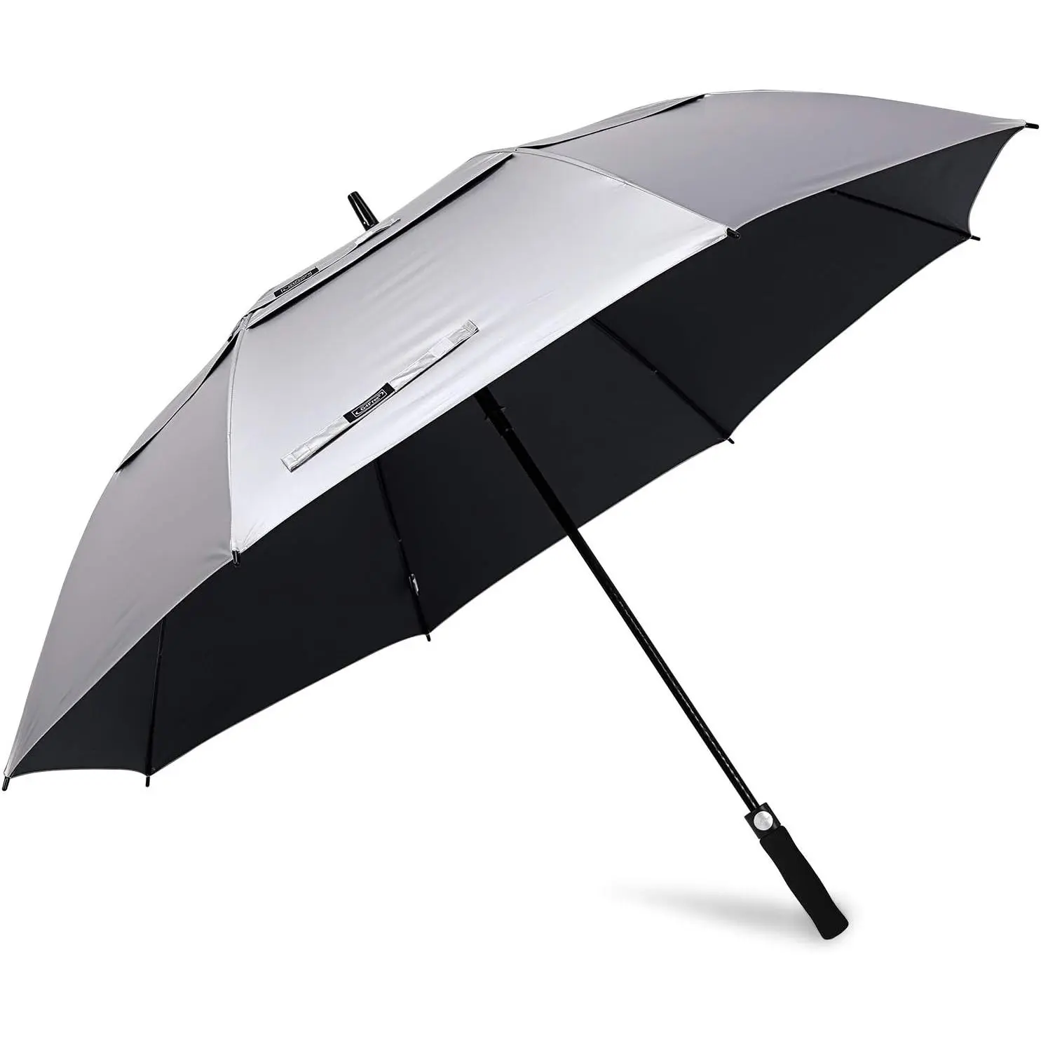 68in 2-Person Polyester Large Auto-Open Vented Double Canopy Golf Umbrella - UV Protection, Windproof, Sun-Rain Use for Baseball, Beach, Adults, Two-Person Size