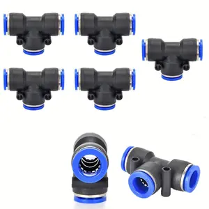 [10-Pack Pneumatic Fittings] 10-Pack Pneumatic Tee Union Fittings | T Connector Splitter for Air Line Tube | Push To Connect for Easy Installation