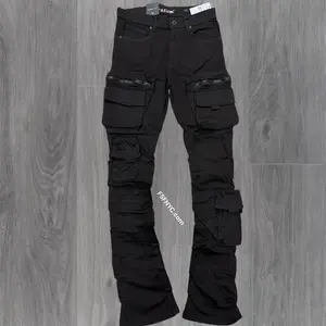 L - Stacked Cargo Pants - Jet Black -  7094 ( size 30 Only)