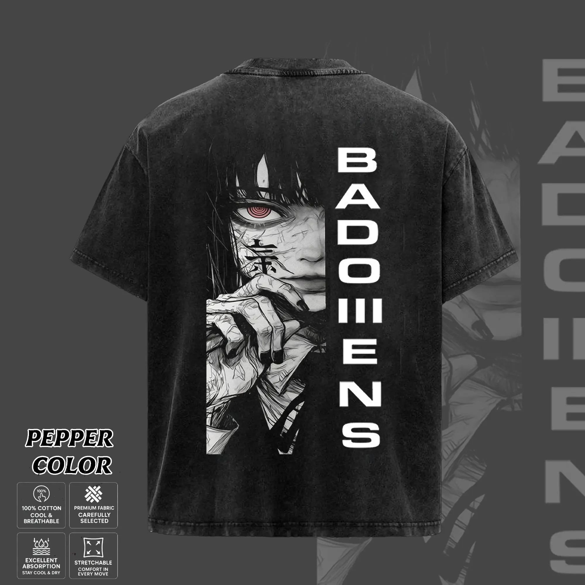KEEP MY HATE DEMON Tシャツ Retro Bad Omens Anime Metal Shirt, Unisex Oversize Washed Rock
