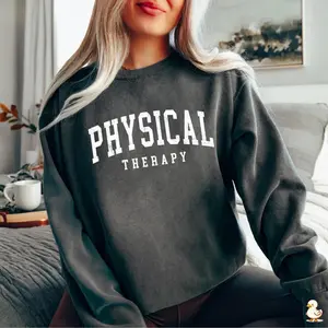 Retro Physical Therapy Cotton Crewneck Physical Therapist Cute Pt Gift Pt Graphic T-shirt Gift For Physical Therapist Pediatric Physical Therapy