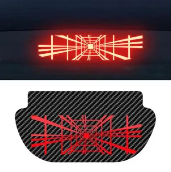 YZ For Tesla Model Y Car High Mounted Brake Lamp Carbon Car Brake Projection Board PVC Soft Decal Top Tail Light Emblem Stickers