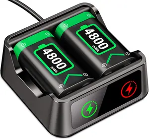 BEBONCOOL 2 x 4800mWh Fast Charging Rechargeable Battery Packs with Light Control, Xbox Controller Batteries with Battery Charging Dock/Station for Xbox One/Xbox Series X|S, Xbox One S/X/Elite