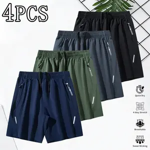 Men's 4-Pack Casual Summer Shorts | Elastic Waist, Zipper Pockets, Stretchable#SummerVibes
