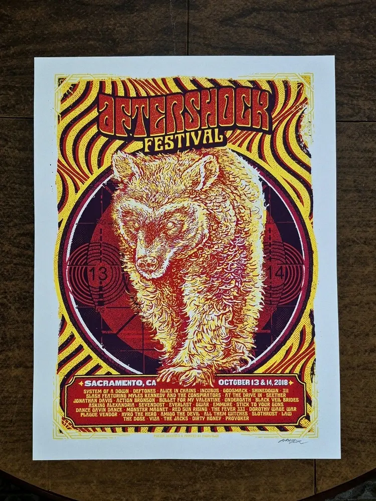 AFTERSHOCK FESTIVAL POSTER 2018 Alice In Chains, Deftones OFFICIAL Sacramento CA