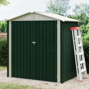 GAOMON 6X4 FT Outdoor Storage Shed, Galvanized Steel Outdoor Storage Shed, 130 Cu Ft Weather Resistant Garden Tool Sheds with Door & Sloped Roof, Green