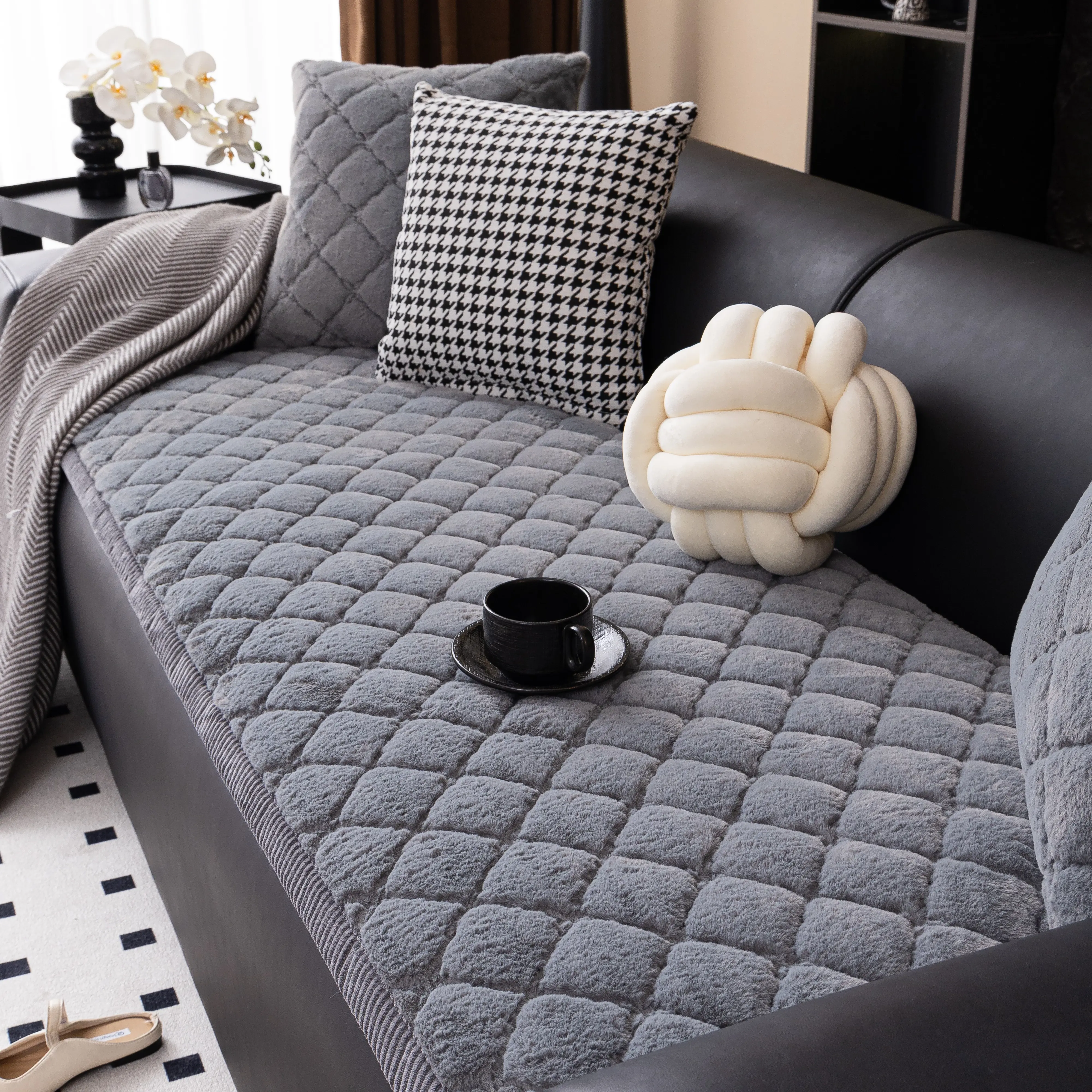 MeridianHome Thick Plush Striped Sofa Protector Slipcover - Durable, Non-Slip, Pet-Friendly Couch Cover for 1 to Multi-Person Sofas,back to school,dorm essentials,home decor,home essentials