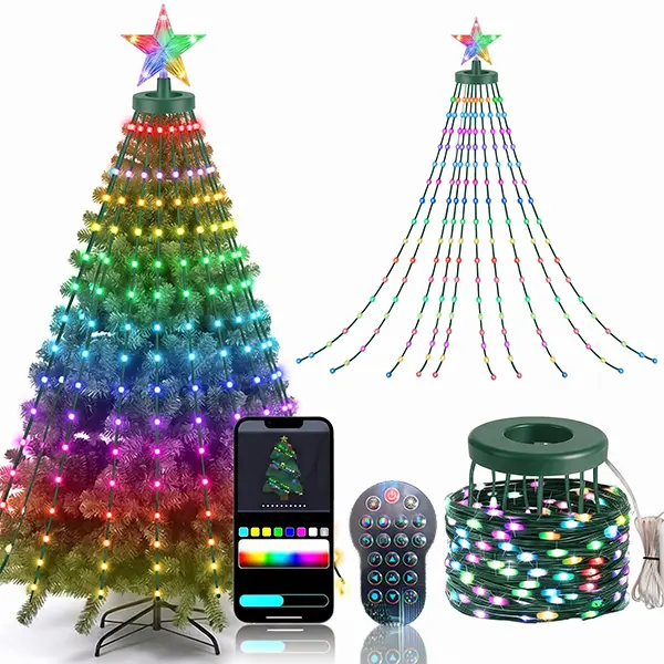 400-LED Smart Bluetooth DIY Star String Lights, High-Quality Green Wire, App-Controlled RGB Colors, IP65 Waterproof, Android/iOS Compatible, for Christmas Tree, Graffiti Decor, Birthday Gift, Water Proof