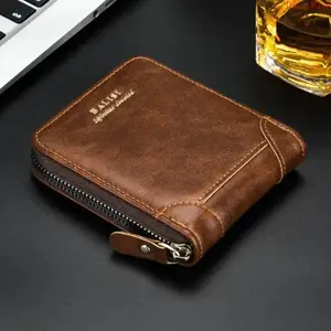 2026 New Men's Retro Short Wallet, PU Leather with Zipper Closure, Multi-Slot Card Holder & Coin Pocket, Portable Money Storage Bag for Daily Carry & Work, Durable Design – Spot Clean Only, Not Washable multifunctional shoulder