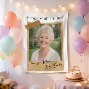 1pc Custom Happy Mother's Day Photo Backdrop Banner with Name/Text - Horizontal Wall Tapestry Suitable for Mom Brunch Party Decor, Welcome Sign,  Decoration, Mother's Day Celebration Event, Print