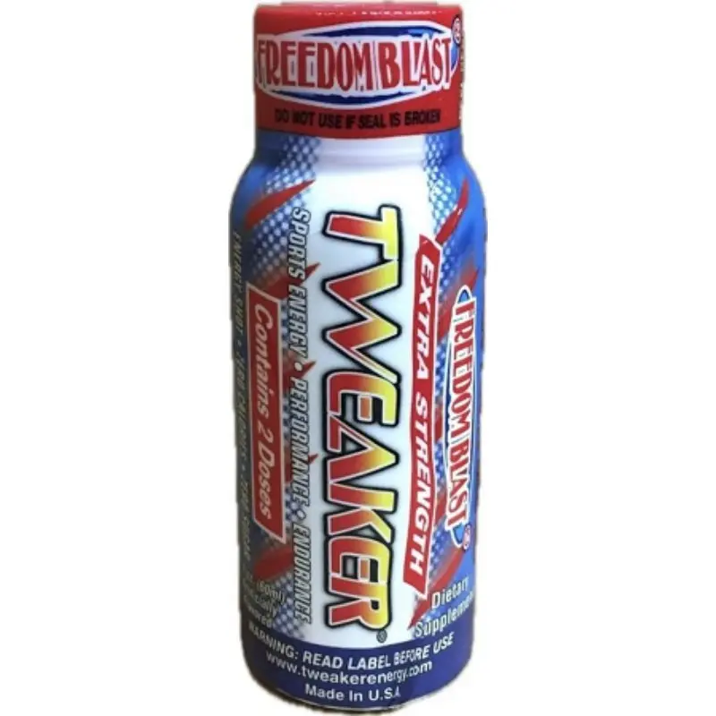 Tweaker Energy Extra Strength Freedom Blast Caffeine Liquid Supplement Shots - 3ct Bulk Bundle, 2oz Sugar-Free 0-Calorie Energy Drink, Vitamin B Beverage for Stamina Boost, Mental Focus, Gym Support