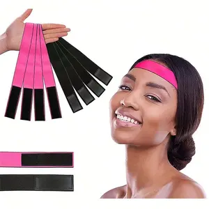 Unique Bargains Elastic Wig Edge Fixing Headband 23.62"x1.57" Pink Black 1 Pc