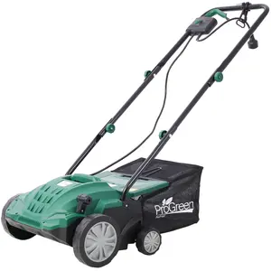 13 in 2-in-1 Electric Lawn Scarifier & Dethatcher, 12 A Power Thatch Removal Tool, 31.7QT Detachable Extra-Large Collection Bag, Double Safety Feature