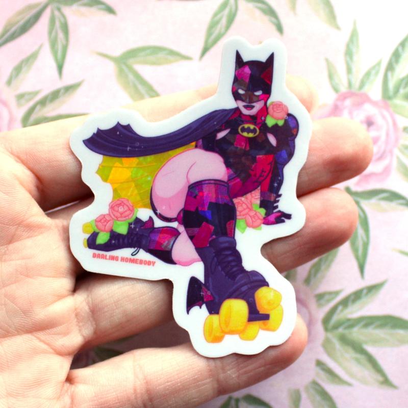 "Catman" Sticker or Magnet. Batman Sexy Super Swap Parody. Batman as Catwoman Holographic Decal