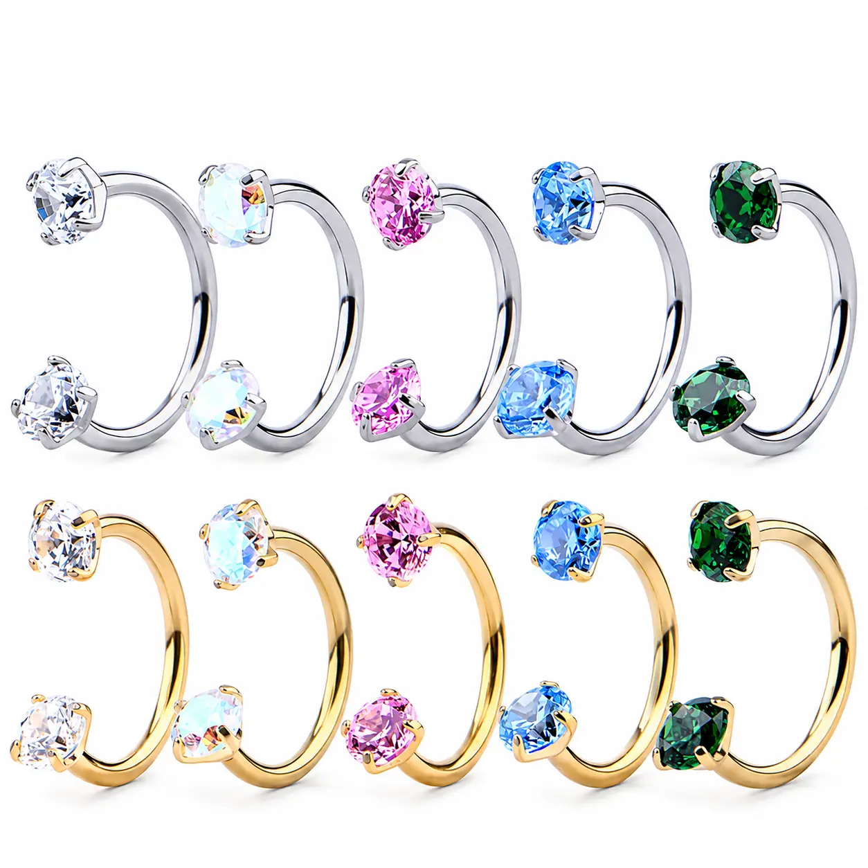 ARPURRAINA Titanium Half Hoop Nose Rings, 20G/18G Horseshoe Nose Ring with Free Ball Holder, Internally Threaded Rhinestones, Daith Cartilage Helix Earring Body Jewelry,summerwins
