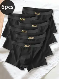 Men's Business Underwear Stretchy Boxer Briefs Sports Casual Comfortable Set, 1/2/3/4/5/6/7/8 Pieces, Fitted Style, All Seasons Wear, Letter Pattern, Boxers Briefs