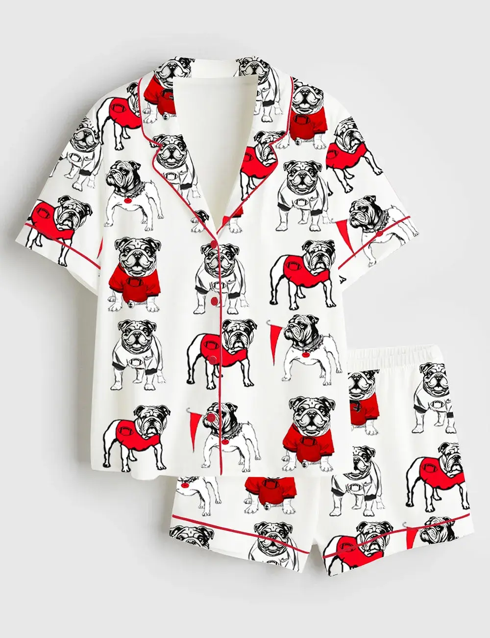 Bulldogs Football Long and Short Sleeve Pajama Set, Sleepwear for Women, Pjm for Girls