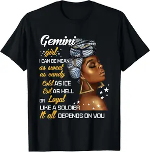 100%cotton Birthday Gift Gemini Girl May or June Women T-Shirt