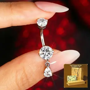 Women's Internally Threaded 316L Surgical Steel Belly Ring - Sparkly CZ, Hypoallergenic, Non-Tarnish, Water-Resistant Daily Wear Navel Piercing Jewelry with Beautiful Packaging Greeting Card Delivery #BodyJewelry versatile costume jewelry accessory