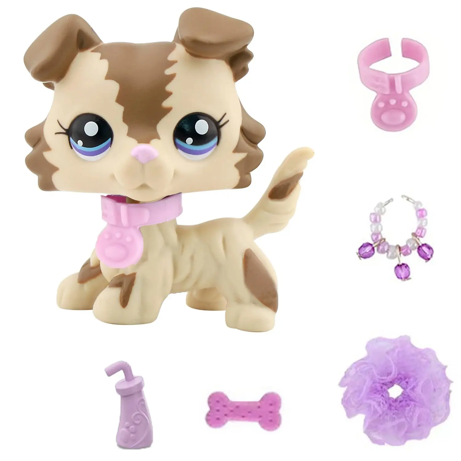 Mini Pet Shop Collie Multi Item Party Gift Pack, Figures Combo, Cute Figurines, Cute Accessories, Cute Animal Design, Collectible Imagination for Lps Collie, Birthday Christmas Halloween Gift