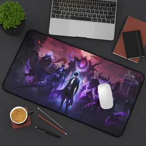 anime mousepad,Solo Leveling Anime Inspired Desk Mat Gift for him Gift for her Sung Jinwoo Solo Leveling Merch LargeGaming Mousepad Valentines, pc accessories.