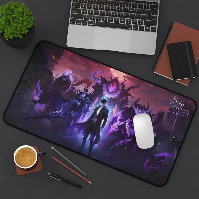 anime mousepad,Solo Leveling Anime Inspired Desk Mat Gift for him Gift for her Sung Jinwoo Solo Leveling Merch LargeGaming Mousepad Valentines, pc accessories.