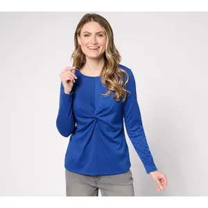 Peace Love World Twist Front Fashion Knit Long-Sleeve Top