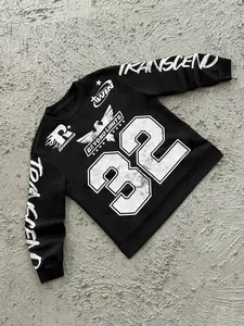 Unisex Round Neck Knit Long Sleeve Sweatshirt, Casual Pullover Top, Casual Cartoon Print Design, Moderate Fabric Thickness, Fitted Style, Fall & Winter Wear Tops