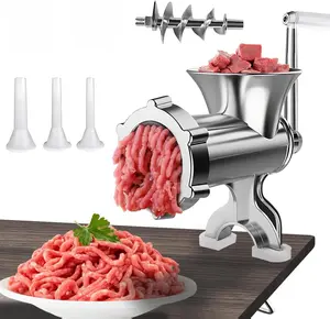 Manual Meat Grinder, Heavy Duty Aluminum Alloy Hand Meat Grinder with Table Clamp, Meat Mincer Sausage Maker for Beef Pepper Mushroom