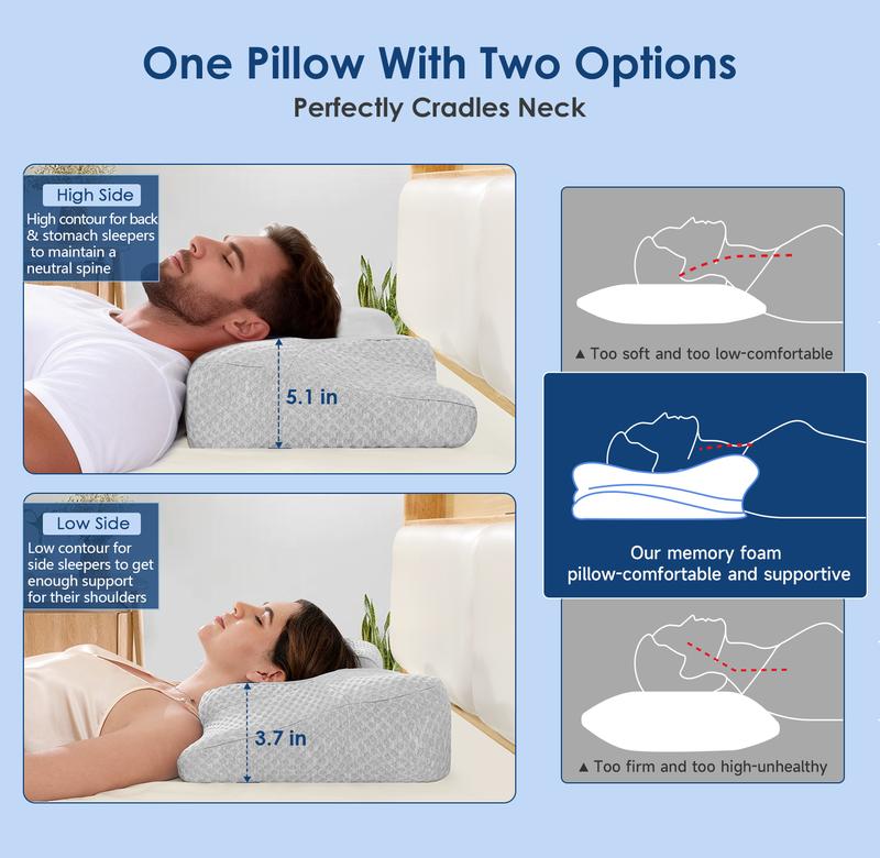 【JIAAO】Adjustable Cervical Pillow Cozy Sleeping for Neck Pain Relief, ergonomic pillow Memory Foam Neck Pillow pillow