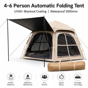 Hexagon tent for 4–6 people, 3-Second Quick Setup, automatic Construction, Waterproof and Rainproof, UV50+ sun Protection, Breathable and not stuffy, outdoor camping set, lightweight and convenient tent.