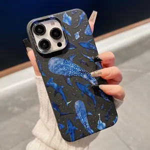 Dolphin Pattern Phone Case, Decorative Phone Protector Cover, Phone Accessories Compatible with iPhone 11 12 13 14 15 Pro Max 15 Plus, Casing
