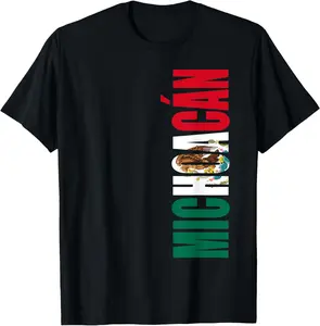 100% Cotton Michoacan Mexico Mexican Flag State T-Shirt