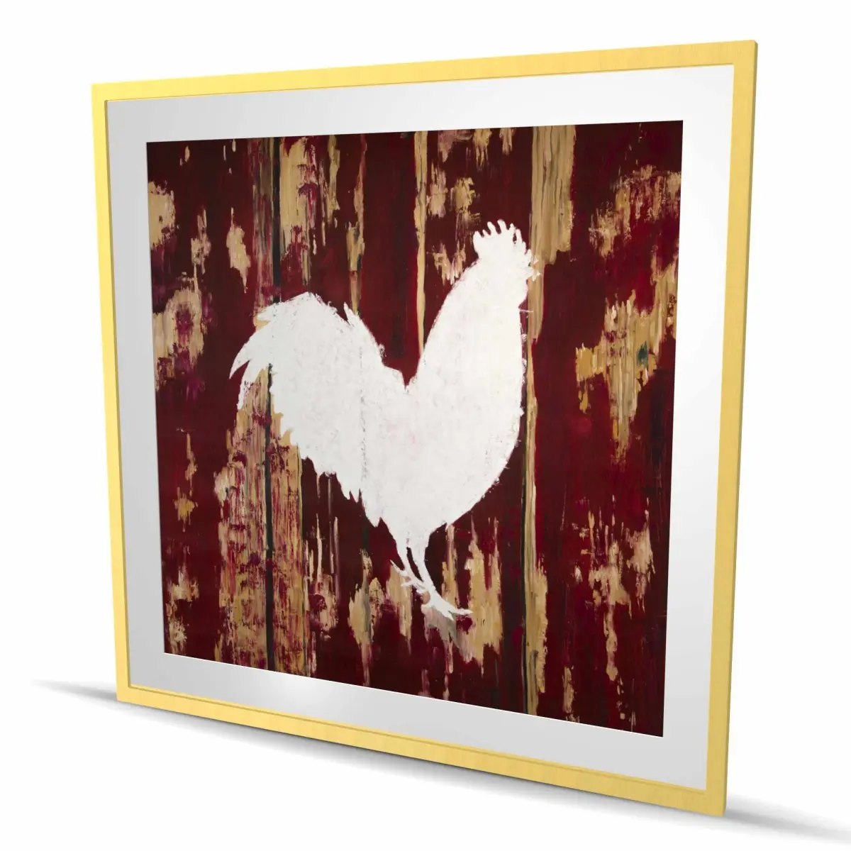 212 MAIN Framed Matted Vibrant Rooster Silhouette Wall Art (48 x 48 in) - Framed Print, Traditional Farmhouse Kitchen-Dining Room Hangable Decor, Home Supplies, Farm Animal Gift for Enthusiasts