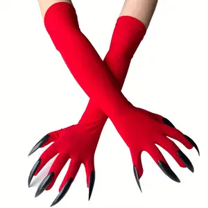 Lengthen Ghost Claw Halloween Gloves Dress Up Gloves Long Nail Cosplay Halloween Funny Gloves Arm Cover/ Masks Props