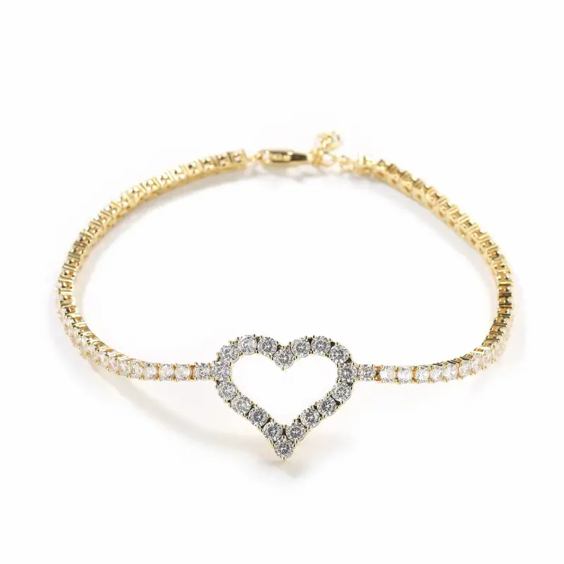 Heart Tennis Anklet - 18KT Gold Plated