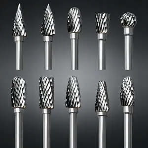 10PCS Tungsten Carbide Rotary Burr Bits, Double Cut Carving Burr Set, Shank Rotary Tool Accessories for Wood Metal Engraving Drilling Processing