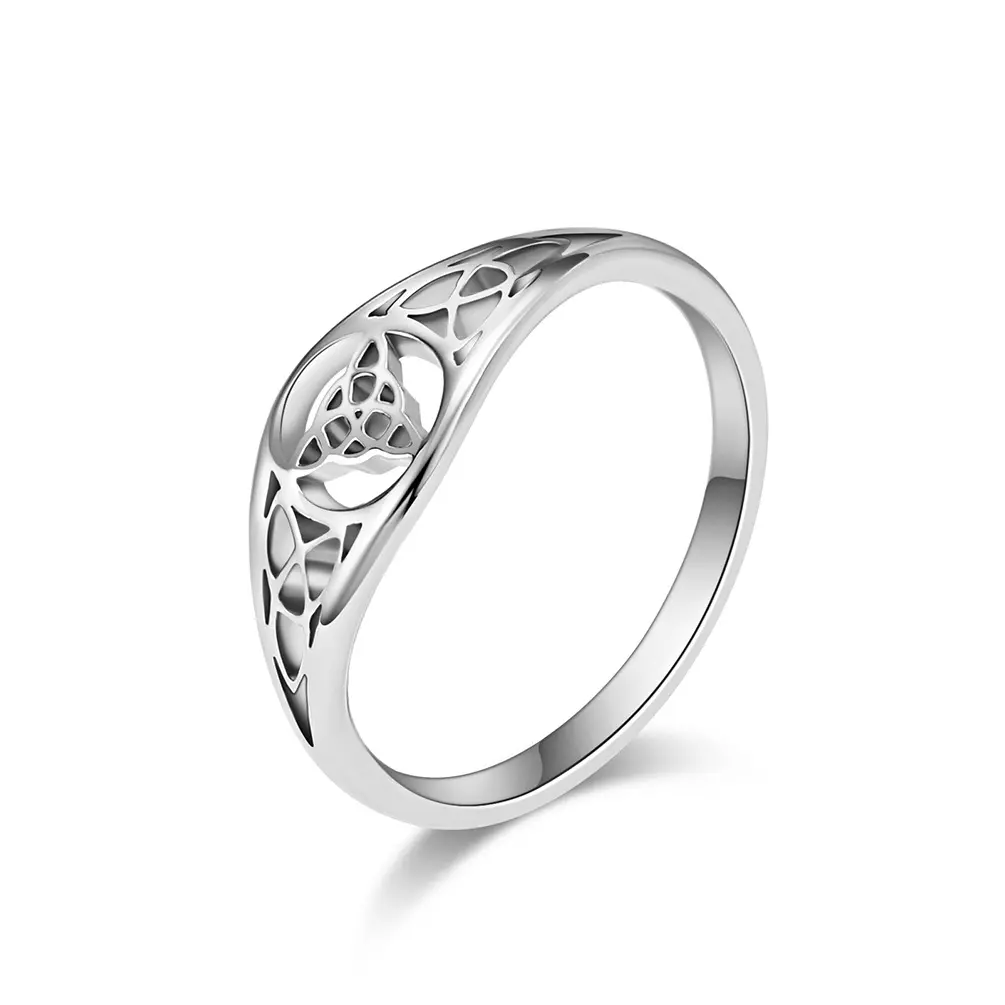 Viking triangle knot hollow titanium steel ring marriage proposal engagement Celtic knot stainless steel women's ring