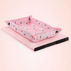 Foldable Children Travel Table Tray Storage Bag, Toy Organizer, Writing & Drawing Board, Keep Desktop Clean, Airplane Train Use