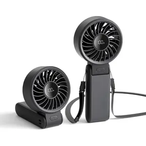 h-90  Handheld Fan Life7 – Ultimate Flexibility: Wide & Strong Airflow, 19.5H Max Cooling, 5000mAh Rechargeable, 5-Speed, LED Display, 3 IN 1 Portable Fan for Travel, Concerts, Sports Events(Black)
