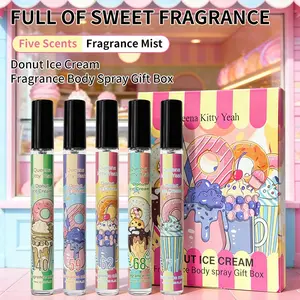 Queena Kitty 5-Pack 10ML Fabric & Air Freshener Spray, 5 Sweet Dessert Scents, Long-Lasting Fragrance, Odor Eliminator, Portable Mini Aroma Spray