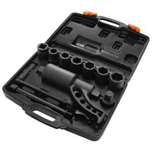 TikTokShopBlackFridayVEVOR Torque Multiplier, 1 Inch Drive Lug Nut Wrench/Multiplier Heavy Duty Torque Multiplier Wrench Set, 1:64 6,800N.m Lug Nut Remover, Includes 8 Sockets (24-38mm) and Storage Case