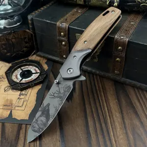 New High Quality Portable Multipurpose Knives Pocket Folding Knife 5Cr13Mov Blade Olive Wood Handle Camping Outdoor Knife Survival Supplies EDC Jungle Survival Knife Gifts Survival Gear Outdoor Survival Equipment Survival Tool