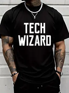 100% cotton Tech Wizard T-Shirt Funny Quote Technical Computer Support T-Shirt Men Graphic T-Shirt Cotton Print short Sleeve Casual Top, Summer Tee Mens Tops