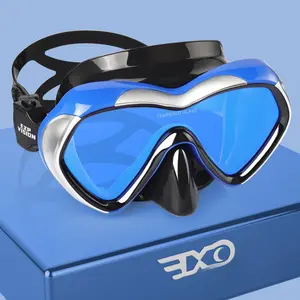 Scuba Diving Mask Anti-Fog Panoramic Snorkel Goggles, Adult Mirror Swim Mask Single Lens Swim Goggles wIith Nose Cover for Diving, Snorkeling, Swimming
