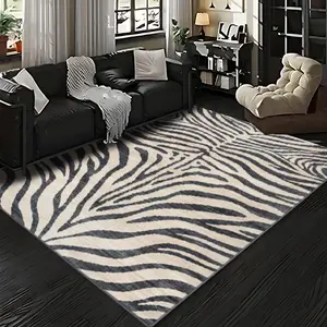 Velvet + soft and comfortable fashion retro style zebra print pattern printed carpet, home decoration carpet, living room large carpet, sofa cushion, door mat, coffee table mat, bedroom carpet, bedside carpet