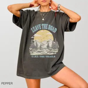 Comfort Colors Leave the Road Take Trails, Comfort Colors Tee, Boho Camping Shirt, Adventure Awaits Nature Lover Gifts, Perfect for Camping, Cotton Fabric