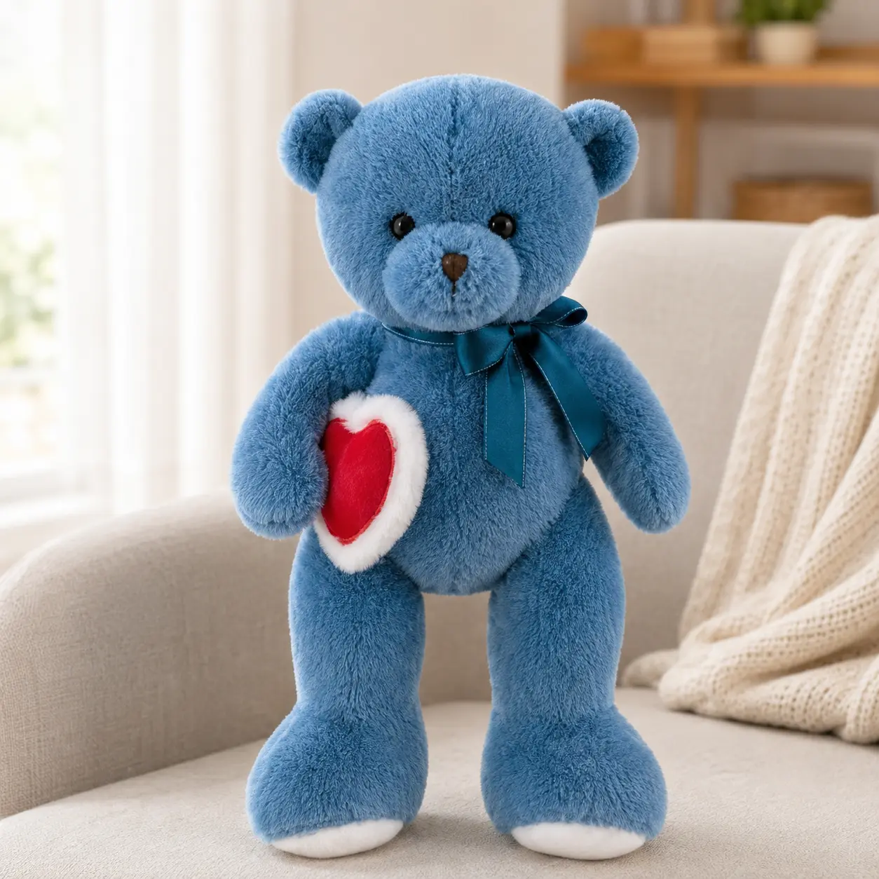 CHUBBYJOY 27Inch Squishy Fluffy Teddy Bear Plush Stuffed Animal, Soft Huggable Bear Doll with Embroidery Red Heart, Cute Girly Gifts, Summer Vibe Item, Kawaii Aesthetic Bedroom Sofa Decor, Birthday Xmas Gift for Kids